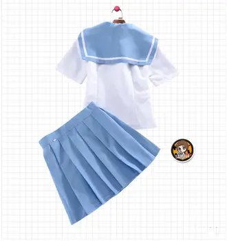 Anime Kill la Kill Mako Mankanshoku Cosplay Costum Drăguț Slim două piese Rochie Plisată Set Complet (tricou + fusta )