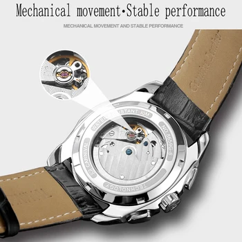 Elveția Brand Automate Mecanice Bărbați Ceasuri De Mână De Moda De Lux Ceas Curea Piele Rezistent La Apa Safir Ceas Relogio