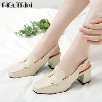 RIBETRINI Classic Lady Catarama Curelei Med Tocuri Pantofi de Vara Fluture Nod Femei Sandale Brand Vânzare Fierbinte Sandale