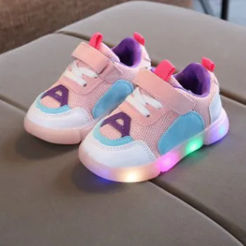 Primăvară Copii Luminoasă Cu Led-Uri De Lumină Pantofi Baieti Sport Fete Running Pantofi Stralucitoare Copii Adidasi Lumini Intermitente Copilul Moale Pantofi
