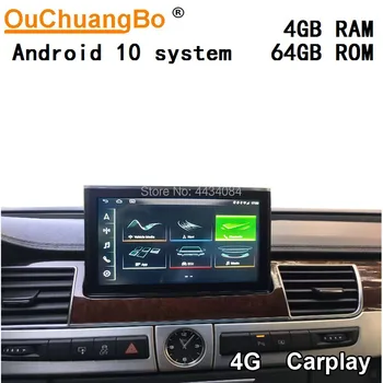 Ouchuangbo 4G Android 10 Radio Auto Stereo Player Audio Pentru 8 Inch Audi A8 S8 4H2 4H8 2011-2018 cu 8 Core de 64 gb Wireless CarPlay