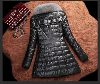 Jacheta Faux din Piele de Iarnă Haină de Blană de Vulpe Femeile Bumbac Hanorac pentru Femei Jachete Chaqueta Cuero Mujer KJ957