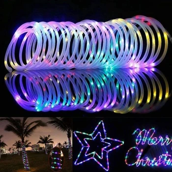 Ghirlanda Șir de Lumini LED-uri 100 Solare Coarda Tub Acasă Lampa de Gradina Decor de Crăciun Fariy Terasa Lumini guirlande lumineuse led