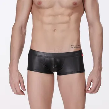 Barbati Sexy boxeri en-gros lenjerie pentru bărbați imitație de piele în comerțul exterior după noua din piele de brevet PU boyshort lingeri