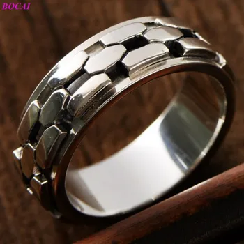 BOCAI real S925 Argint inele retro argint Thai neregulate rotativ moda degetul arătător inele pentru bărbați și femei