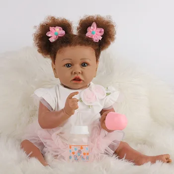 22 Inch Renăscut Copil De Crăciun 2020 Jucărie Dress Up Realist Copii De Moda Pentru Copii Toddler Plin De Siliciu Corpul Papusa Cadou Pentru Ziua De Nastere