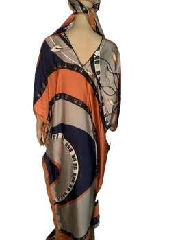2020 Moda Lady V-neck boubou africain femme rochie Orientul Mijlociu Tradiționale Musulmane femeile boeme rochie caftan de Mătase