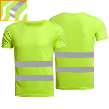 Sport în aer liber Fluorescente de Înaltă Vizibilitate, Siguranta la locul de Munca Tricou de Vara Respirabil Munca Tricou Vesta Reflectorizantă t-shirt iute Uscat