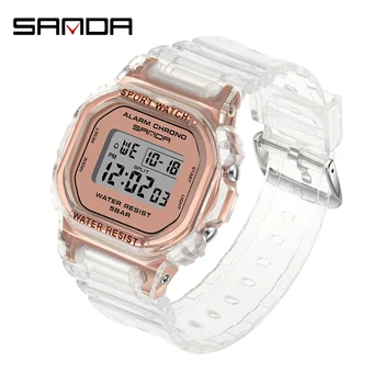 Ceas digital cu led pentru femei, bărbați dual display ceasuri de mana sport doamnelor ceas Pătrat Bărbați ceas transparent ceas electronic