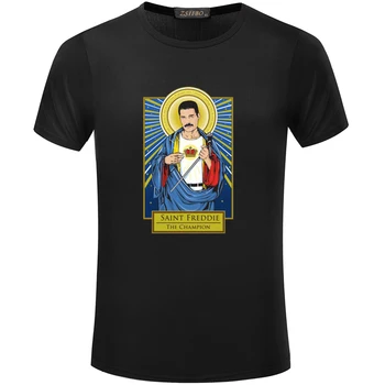 Saint Freddie Mercury Desene animate Harajuku Print T Shirt Barbati Moda cu Maneci Scurte Topuri Caracter Hip-Hop pentru Bărbați T-shirt S5MC44-R