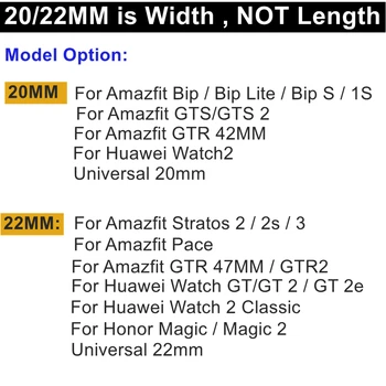 Curea Curea Pentru Huawei GT 2 2e GT2e Ceas Inteligent Trupa Pentru Xiaomi Amazfit Bip S/Stratos 3 2 2s/GTS GTR 2/GTR 47MM 42MM Curele