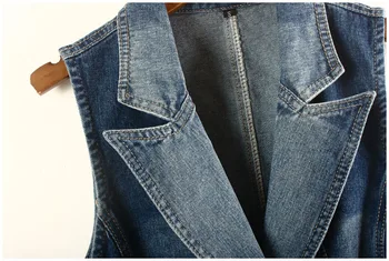 3XL Plus Size Slim Jean Vesta Pentru Femei Jacheta Denim de Moda Noua cu Margele Buton fără Mâneci Vestă de Vară de sex Feminin coreeană Cardigan