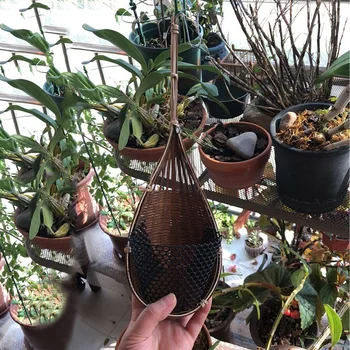 Thailanda Manual De Bambus Țesute Coș De Flori Agățat De Viță De Vie Oală De Plantat Agățat Vaza De Perete Cos Cu Plante Pentru Gradina Balcon Decor