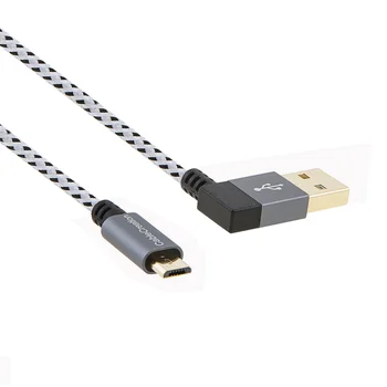 Unghiul USB 2.0 Cablu Împletit, de 90 de Grade Vertical Stânga USB 2.0 UN Barbat la Micro USB de sex Masculin, cu carcasă din Aluminiu Space Grey