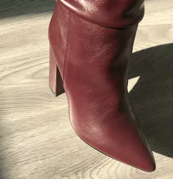 Negru Bej-Alb Slouchy Cizme Femei Indesata Toc Cizme Genunchi Ridicat De Femei A Subliniat Toe Ori Cizme De Femeie Tocuri Pantofi De Iarna 2020