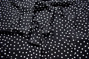 145x100cm Importate de Brand de Moda black Dot Print Moale Tesatura de Sifon Rochie de Vara Tricou de Cusut Poliester Tapiterie Stofa