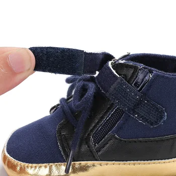 2019 Nouă Băieți Prima Pietoni Moda Panza Pantofi Casual Bleumarin Aur Mozaic Frumos Pantofi Pentru Sugari Adidași Fierbinte En-Gros