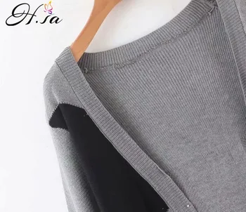 HSA Femei Mozaic Cardigan Pulover 2020 Noi Femeile Supradimensionate O-Gât Pulover Buzunare Sacou Tricot Topuri Femei Tricot Strat
