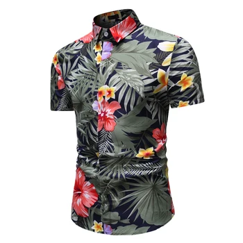 Cămașă Bărbați Summer Palmier De Imprimare Plajă Hawaiiană Camasa Barbati Casual Maneca Scurta Camasa Hawaii Masculin Slim Fit Casual Camasa Homme