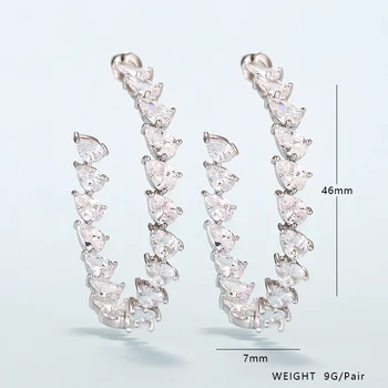 XIUMEIYIZU Moda Formă de Picătură de Apă Zircon Cercei Bijuterii de Lux pentru Nunta Femei Cadou Mare Rotund Cercei en-Gros