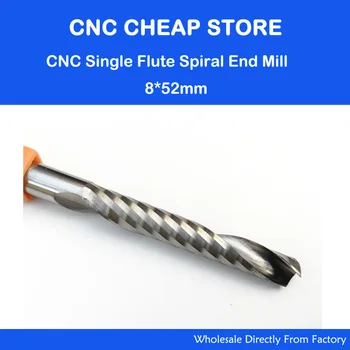 5pcs Tija 8mm CEL 52mm Un Flaut Spirală End Mill Set Carbură CNC Router Cam Unelte de Gravare, PVC Cutter