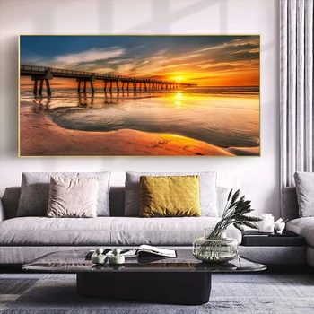 Sea Beach Pod, Peisaj Imagini Panza Pictura Imagini HD Home Decor de Arta de Perete Pentru Camera de zi, Apus de soare Postere Si Printuri