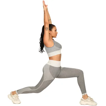 MM fără Sudură Yoga Set Femeile Dry Fit 2 Bucata Strâns Crop top Sutien Legging Sportsuit Antrenament Tinuta Purta de Fitness sală de Gimnastică Seturi de Haine