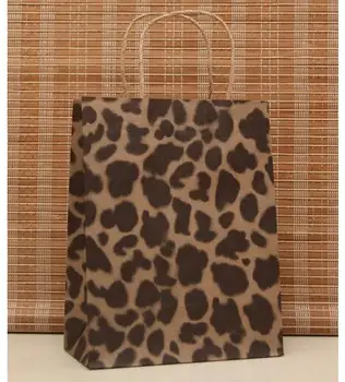 10BUC la Modă leopard pungi de hârtie kraft cadou pungă de hârtie cu mâner pungi de cumpărături de ambalare sac de calitate Excelentă 27*21*11 cm