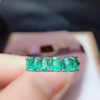Rafinat verde smarald inel femei inel de argint culoare buna adevarata bijuterie naturala 3mm x 5mm dimensiune fata petrecere de aniversare cadou