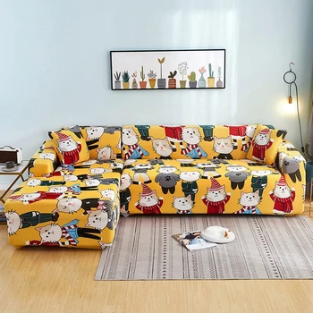 Desene animate Pisica Huse de Canapea Pentru Camera Copiilor Camera de zi Universale de Întindere Elastic Canapea Capac Home Decor în Formă de L, Canapea Acoperi