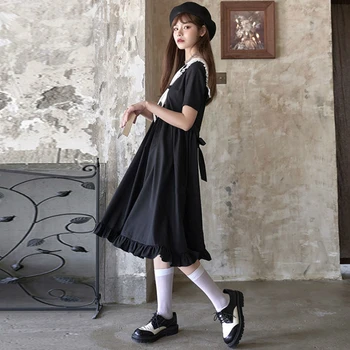 Rochie Femei Kawaii Stil Japonez Guler Marinar Volane Mozaic Fluture Stil Preppy La Modă Fetele Harajuku Design Retro Ins
