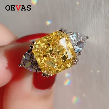 OEVAS Argint 925 Spumante 10*10mm Topza Ridicat de Carbon Diamant Inele de Nunta Pentru Femei Partid Bine de Bijuterii en-Gros