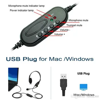 Set de Căști USB cu HD Microfon Calculator Laptop Anulare a Zgomotului Căști cu Fir de Control pentru PC /Laptop/Mac/ Scoala/Copii/Birou