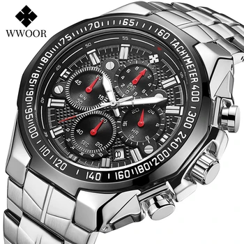 Moda Ceas Mare de Oameni WWOOR Brand de Lux Militare Cuarț Încheietura Ceas Mens Impermeabil Sport Cronograf Ceasuri Barbati Reloj Hombre