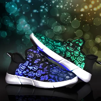 Lumina LED-uri Adidași Cuplu Dantela-Up Pantofi Stralucitoare Pantofi de Încărcare USB Flash de Colorat Pantofi sport Bărbați Respirabil Luminos Adidași