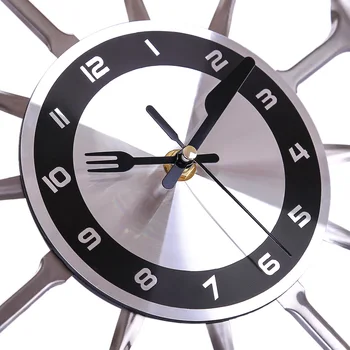 41.5 cm Creative Fier de Artă Tacamuri Ceas de Perete Tăcut Ceasuri de Perete Quartz Design Modern Pentru Decor Acasă Relogio De Parede - Argint