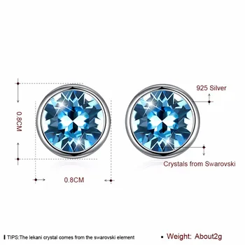 Lekani Cristale Swarovski De La Simplu Rotund Cercei Stud S925 Argint Pentru Femei Fete Omul Piercing Clasic Accesorii De Moda