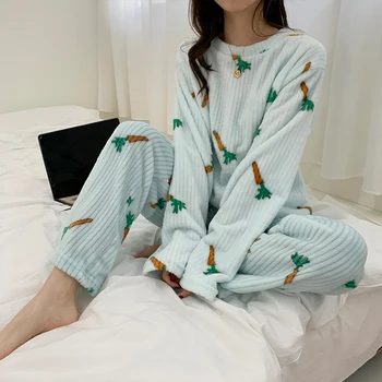 Seturi De Pijama Femei Frumoase Desene Animate De Înaltă Elasticitate Femei Gravide Homewear Moda Moale De Toamnă Bază De Sex Feminin Pijamale Casual Chic