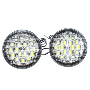 1pair Alb 18 LED DRL Rotunde Daytime Running Light Auto lumina de Ceață Lampa de Conducere pentru Camion, Motocicleta, Bicicleta