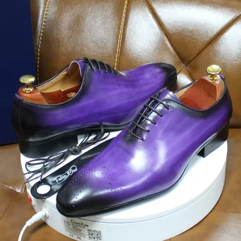 Daniel Pantofi Italian Mens Pantofi Piele naturala Albastru Violet Oxfords Barbati Pantofi de Nunta Petrecere Toată Taie Formale Pantofi pentru Bărbați
