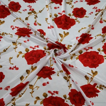 100cm*148cm Nou Design Red Rose Floral Charmeuse Satin Tesatura de Îmbrăcăminte Sac Căptușeală de Pânză Cheongsam Ț