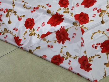 100cm*148cm Nou Design Red Rose Floral Charmeuse Satin Tesatura de Îmbrăcăminte Sac Căptușeală de Pânză Cheongsam Ț