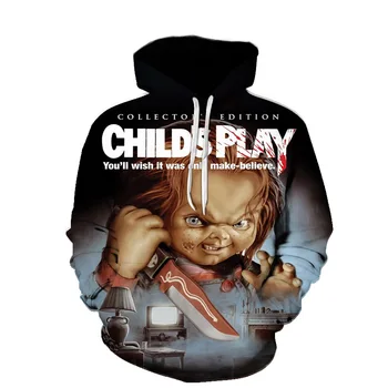 Chucky Halloween papusa de groaza hanorac Casual clovn cu Gluga pulover Brand design Bărbați femei hoodies moda Tricou