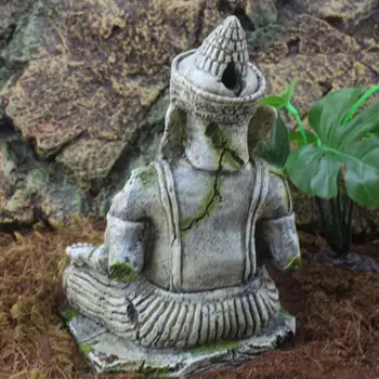 Artificială Cap De Elefant Buddha Decor Acvariu Rezervor De Pește Așezat Statuia Lui Buddha Meserii Acvariu Piatra Rock Pentru Pești, Reptile