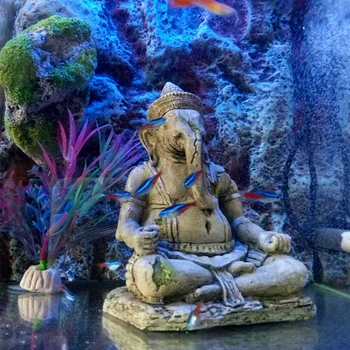 Artificială Cap De Elefant Buddha Decor Acvariu Rezervor De Pește Așezat Statuia Lui Buddha Meserii Acvariu Piatra Rock Pentru Pești, Reptile