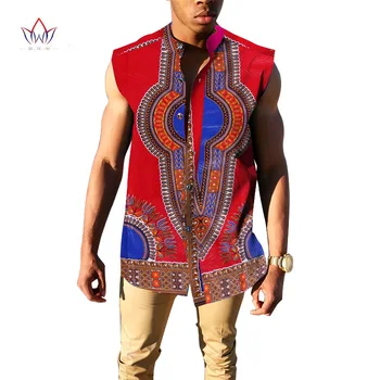 Obiceiul African Print Camasa Brand de Îmbrăcăminte Slim Fit Tricou fără Mâneci Dashiki Barbati Casual, Camasi Barbati Africa de Îmbrăcăminte BRW WYN181