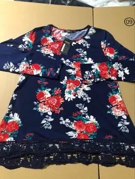 Vara Femei Tricot cu Maneca Lunga Tunica Top Carouri Imprimate Tricou Tiv Rotunjit cu Dantela Confortabil Maneci Bluza Carouri Topuri