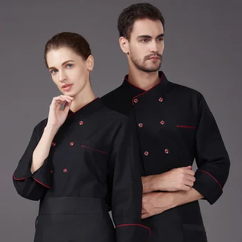 Vkamoli maneca Lunga Chef jacheta uniformă Hotel restaurant, food service tricou găti Scule Unisex haina bucatar haine uniforme de lucru