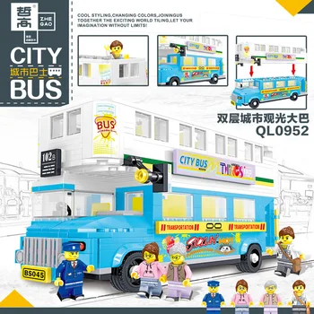 Zhegao QL0950-0952 AUTOBUZ serie BRT Double Deck de Autobuz, Blocuri de Construcție Oraș Scoala Auto Cărămizi Iluminare Jucării pentru Copii