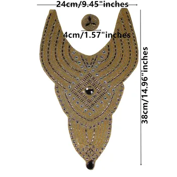 1 buc Mare Lux Hot Fix Strasuri Decolteu Șirag de mărgele de Diamant Motive Guler de Fier pe Aplici Patch-uri de Haine Accesorii T2663